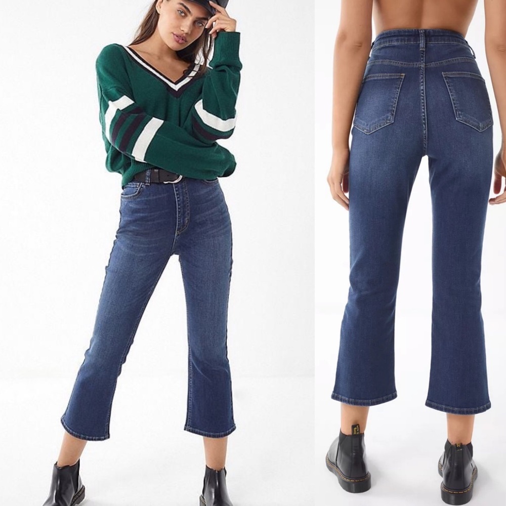 BDG High-Rise Cropped Kick Flare Jean Dark Wash